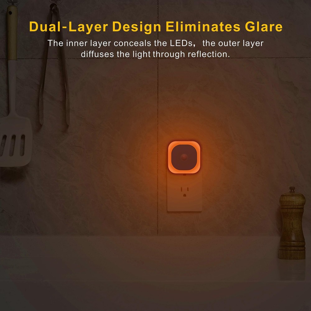 2 Pack Plug in Night Light with Motion Sensor & Dusk to Dawn Sensor, 3 Sensor...