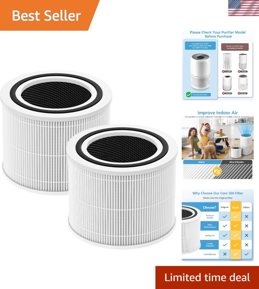 Eco-Friendly 2 Pack LEVOIT Core 300 Replacement Filter - Optimal Air Quality