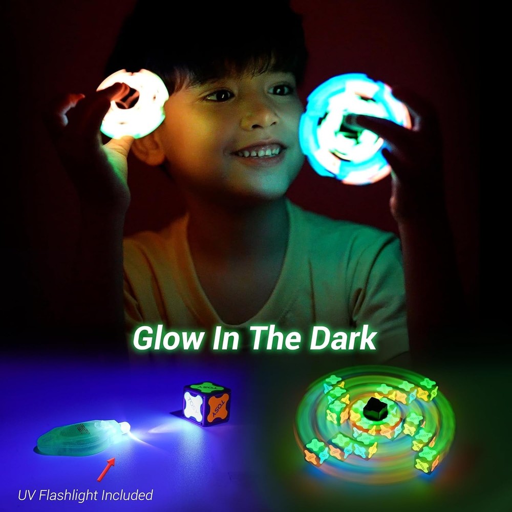 2-Pack Creative Fidget Spinner with UV Flashlight for Glowing Designs