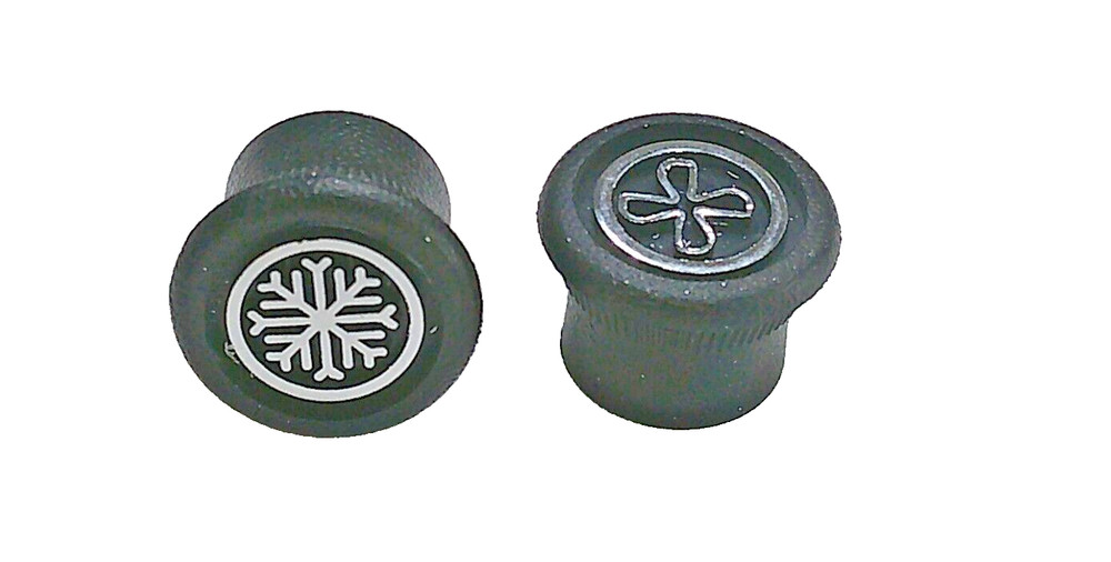 AC THERMOSTATIC TEMP & BLOWER SPEED A/C SWITCH KNOBS 'FAN' & 'SNOWFLAKE'