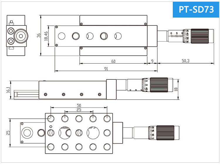 Single Axis Displacement Translation Platform High-Precision Manual Linear Stage