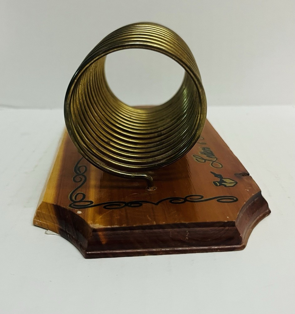 Vintage Brass Coil Desktop Organizer Mail Holder