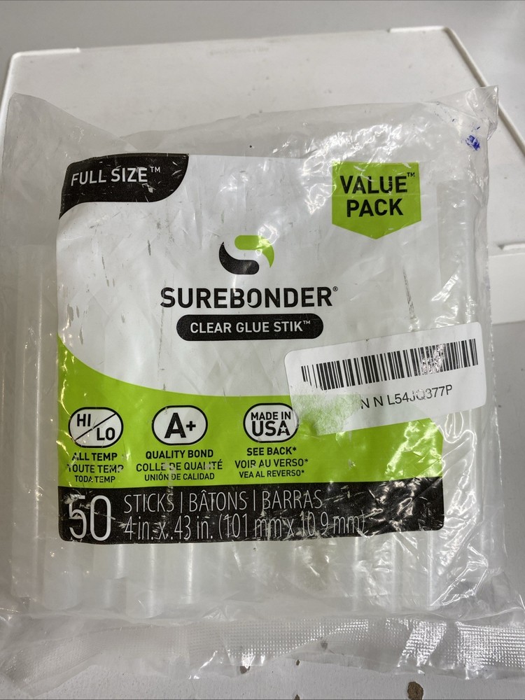 Full Size All Purpose Clear 4" Hot Glue Sticks - 50 Pack
