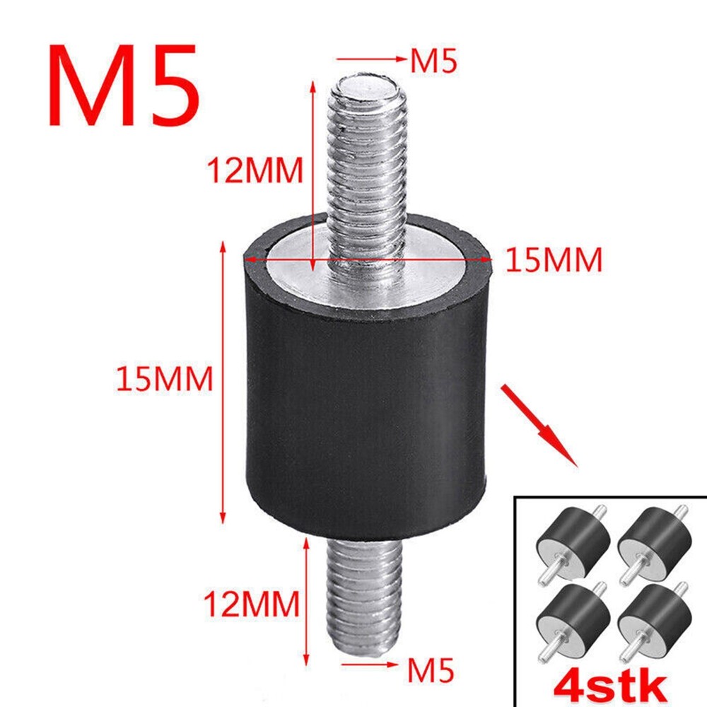 4 Pieces Rubber Studs Shock Absorber Rubber Mounts M5 with Double Screw Studs
