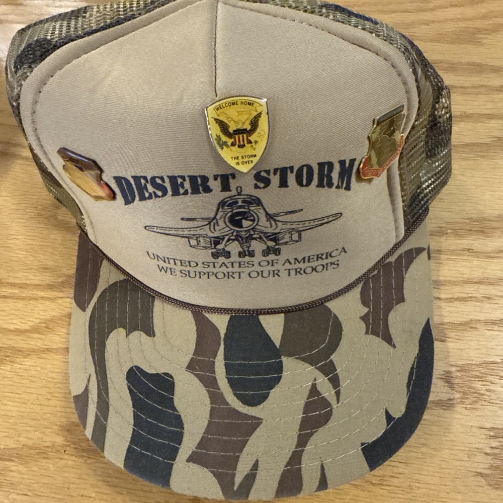 Operation Desert Storm Camo Cap/Hat Snapback with 3 Pins
