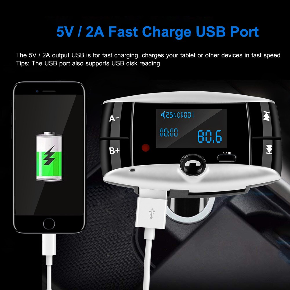 1.5" LCD Car Kit MP3 Player Handsfree FM Transmitter Modulator SD USB Remote