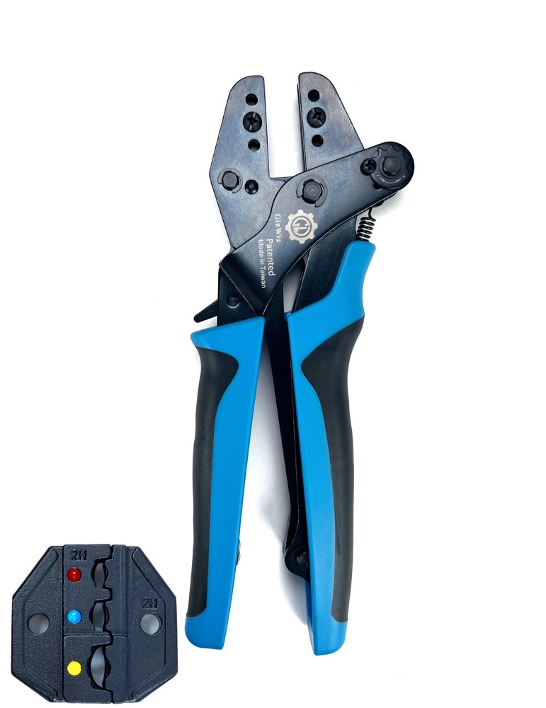 GIZWIZ Interchangeable Parallel Ratchet Crimp Tool Insulated Ring Terminals