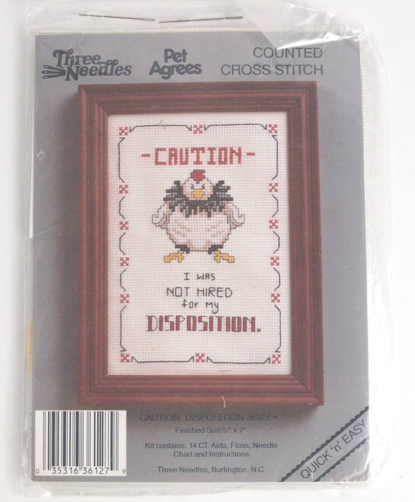 Three Needles 36127 Caution, Disposition Counted Cross Stitch Kit