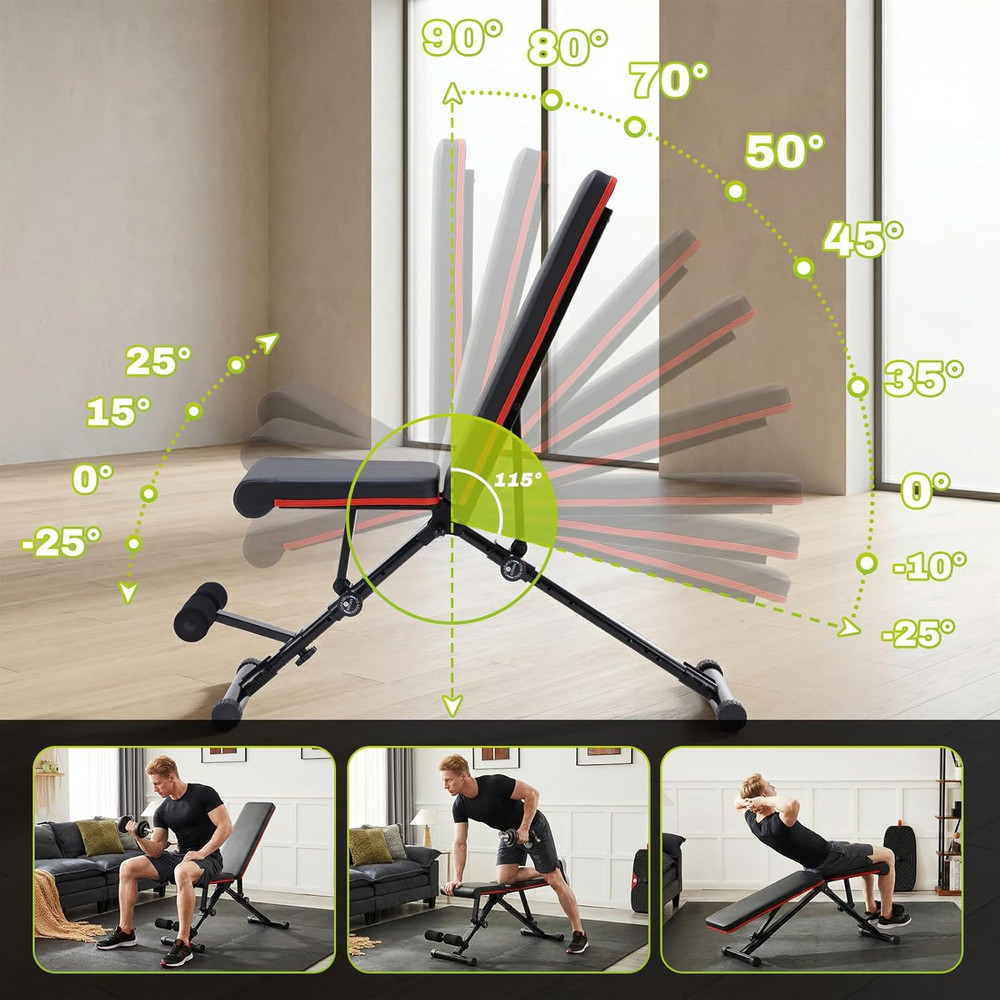 Adjustable Weight Bench for Full Body Strength Training, Foldable Workout Bench