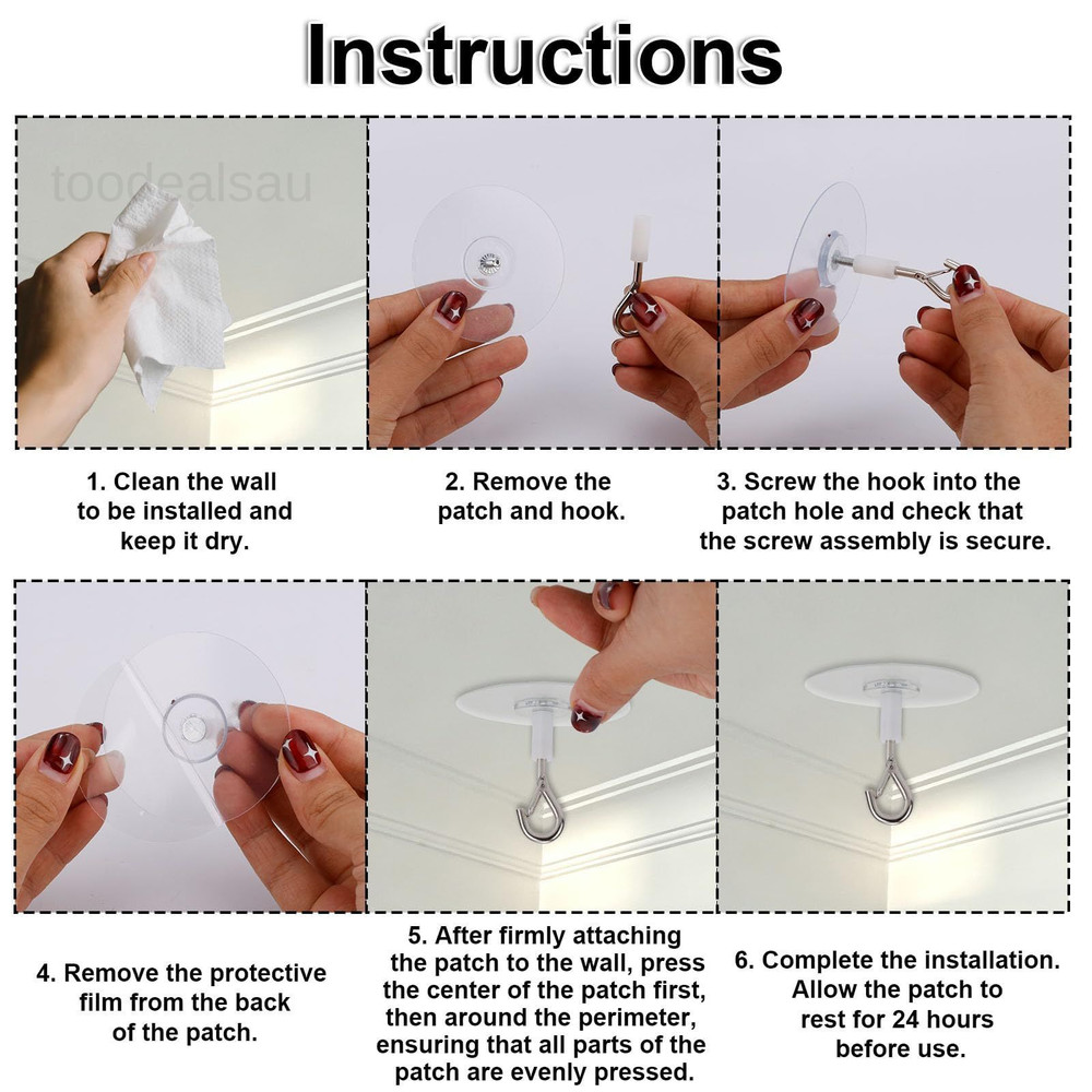 5pcs Strong Self Adhesive Ceiling Hooks, Heavy transparent, silver