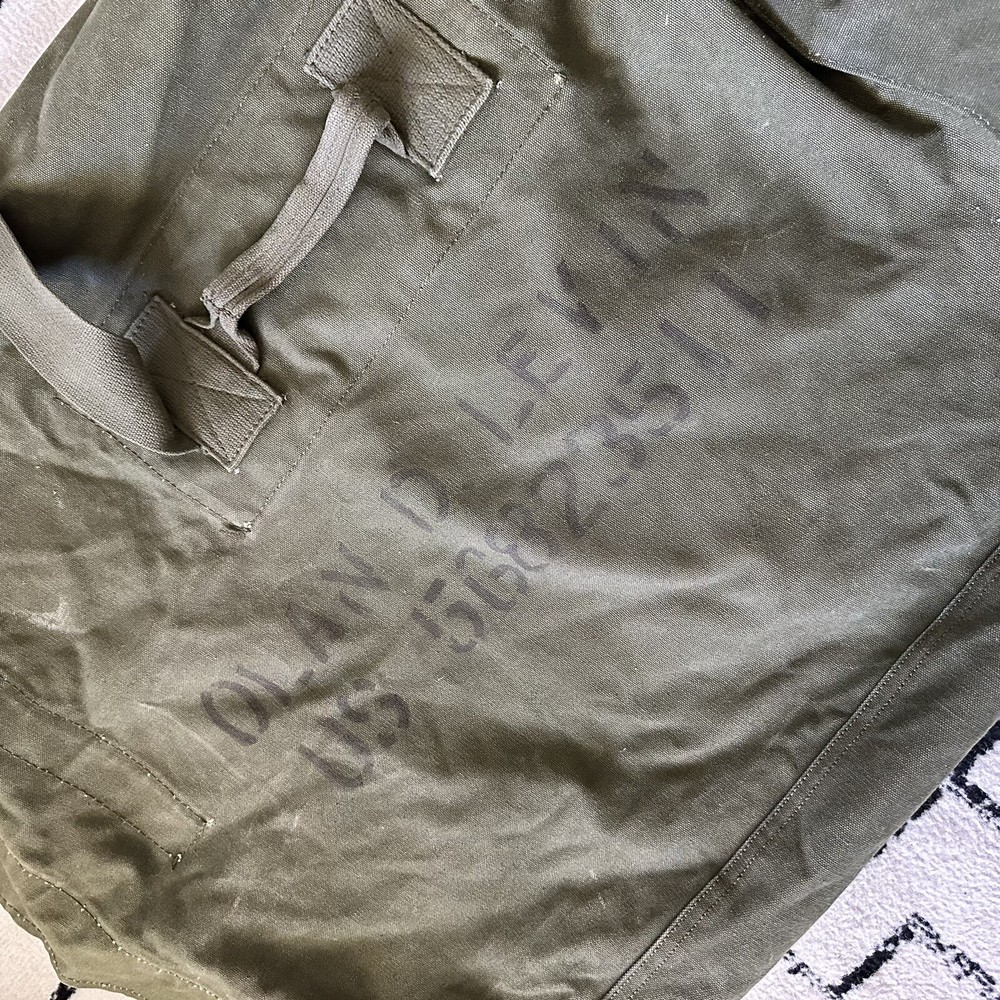 Vintage Stenciled Named Military Duffle Bag