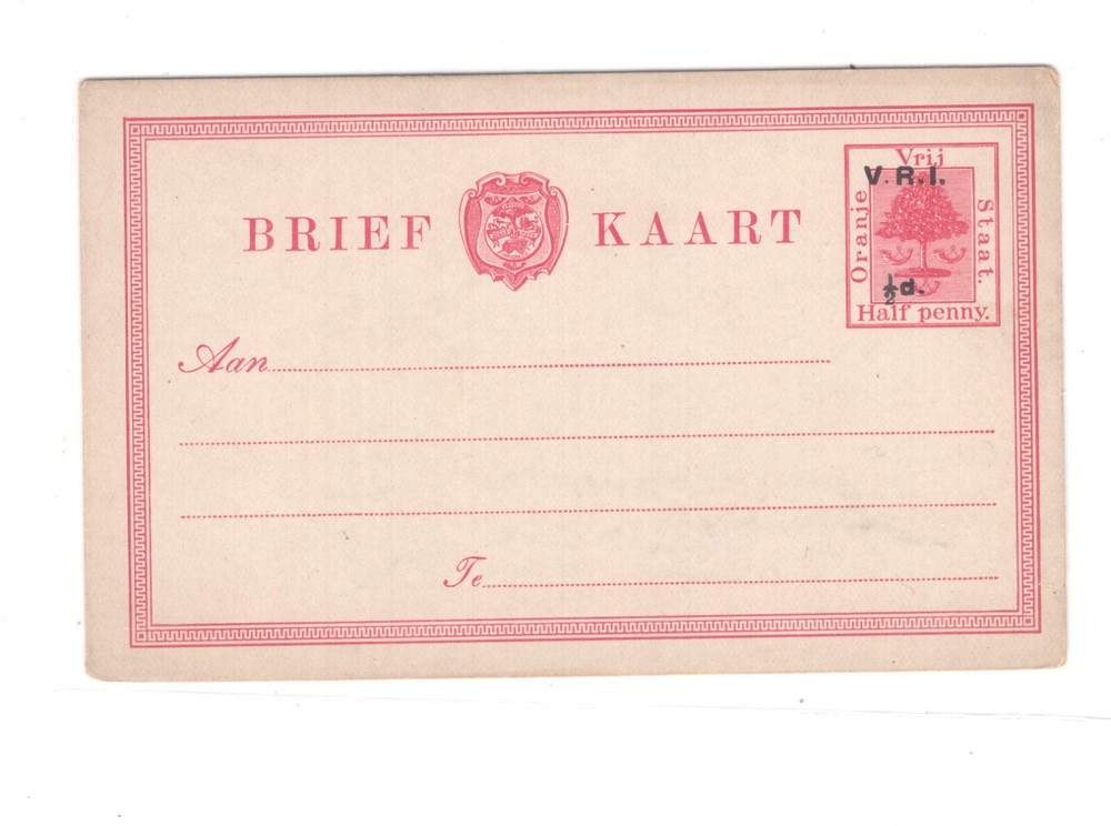 Orange Free  State  postal  card   overprinted