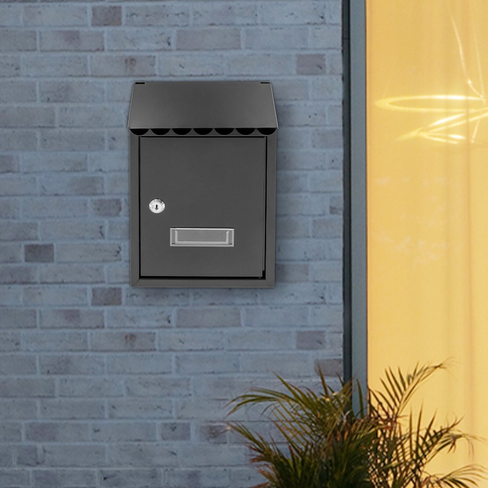 Modern Outdoor Mailbox with Key Lock Rust-resistant Wall-Mount Mailbox Mail Box
