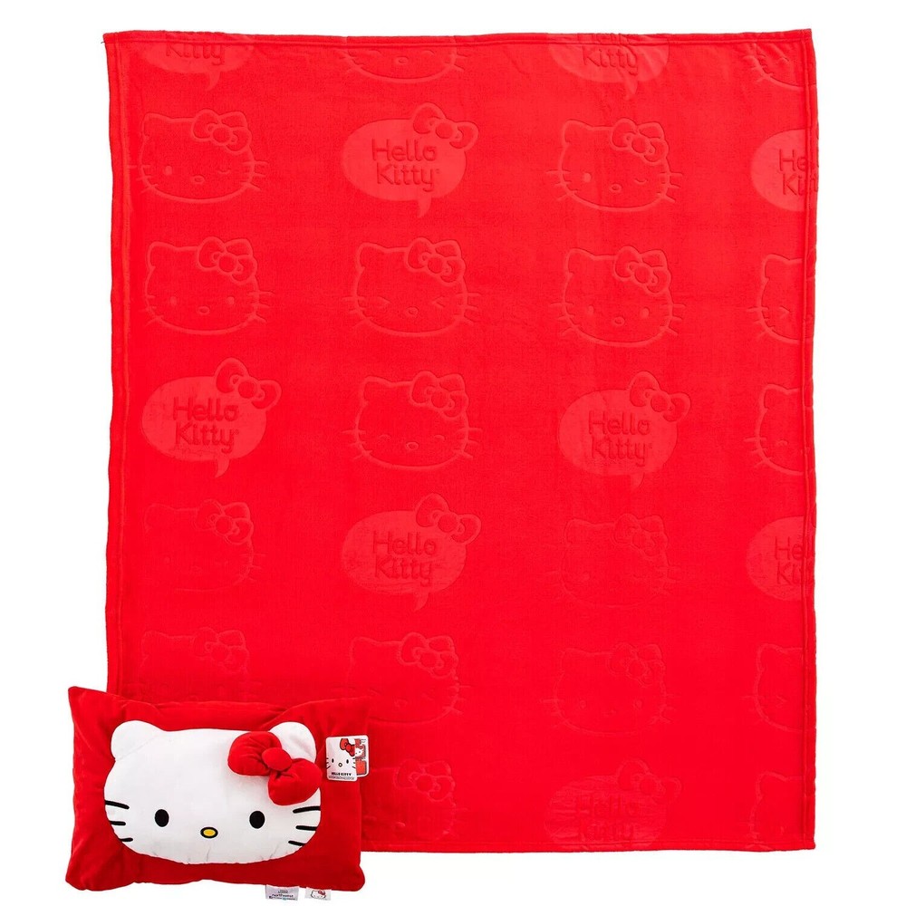 Sanrio Hello Kitty 2-Piece "Hello Red" Pillow Pocket Throw Set