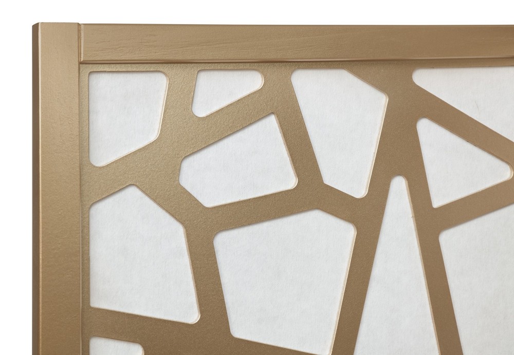 4-Panel Gold Room Divider Screen, Modern Geometric Folding Privacy Screen