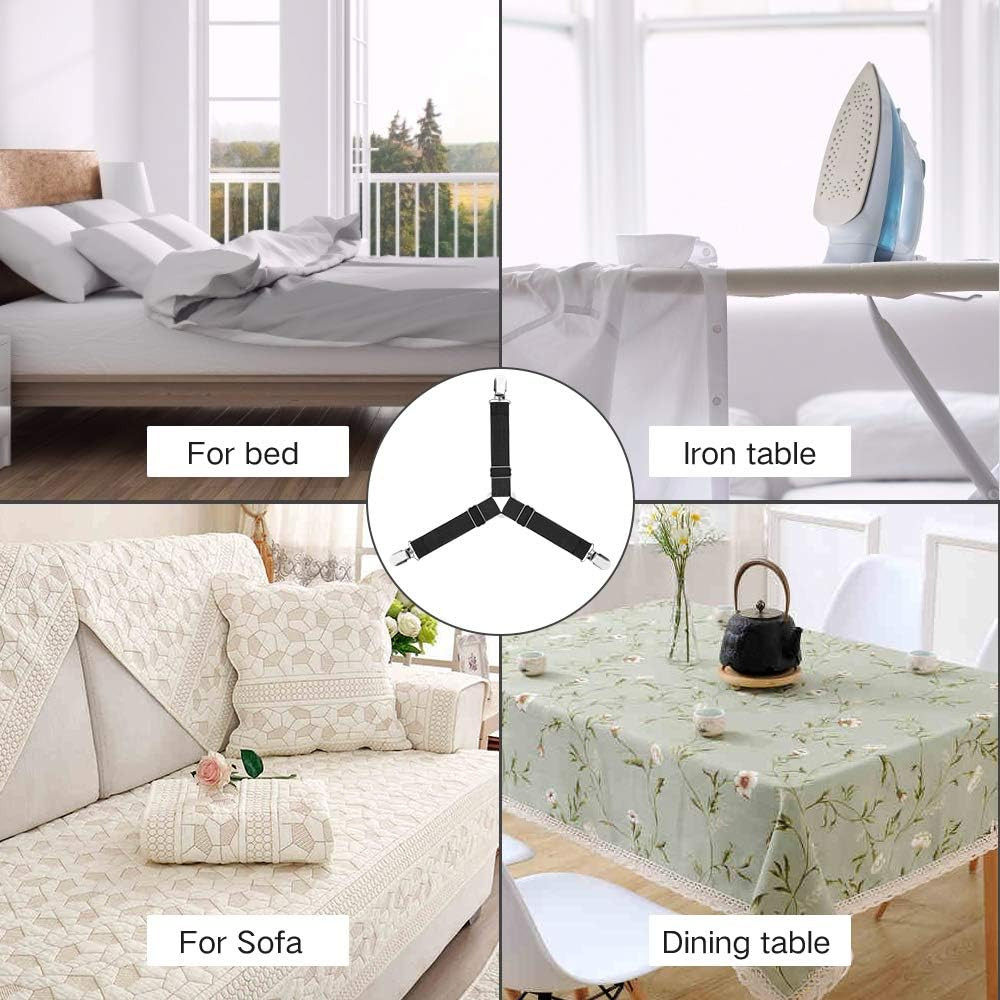 Foloda Sheet Holders, 4 Pcs Adjustable Bed Sheet Straps, Fitted Sheet Holder Cli