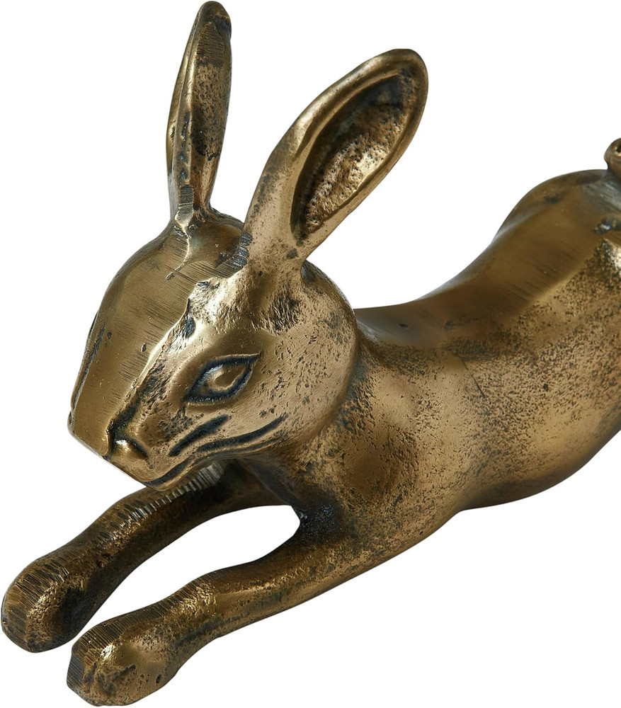 Decorative Embossed Aluminum Rabbit, Antique Brass