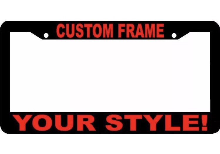 CUSTOM PERSONALIZED RED TEXT customized black (Metal) License Plate Frame