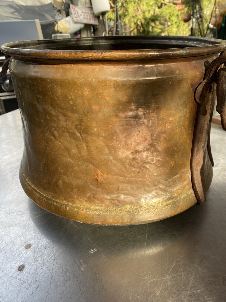 Vintage Handmade Copper Kettle Unique Wrought Handles