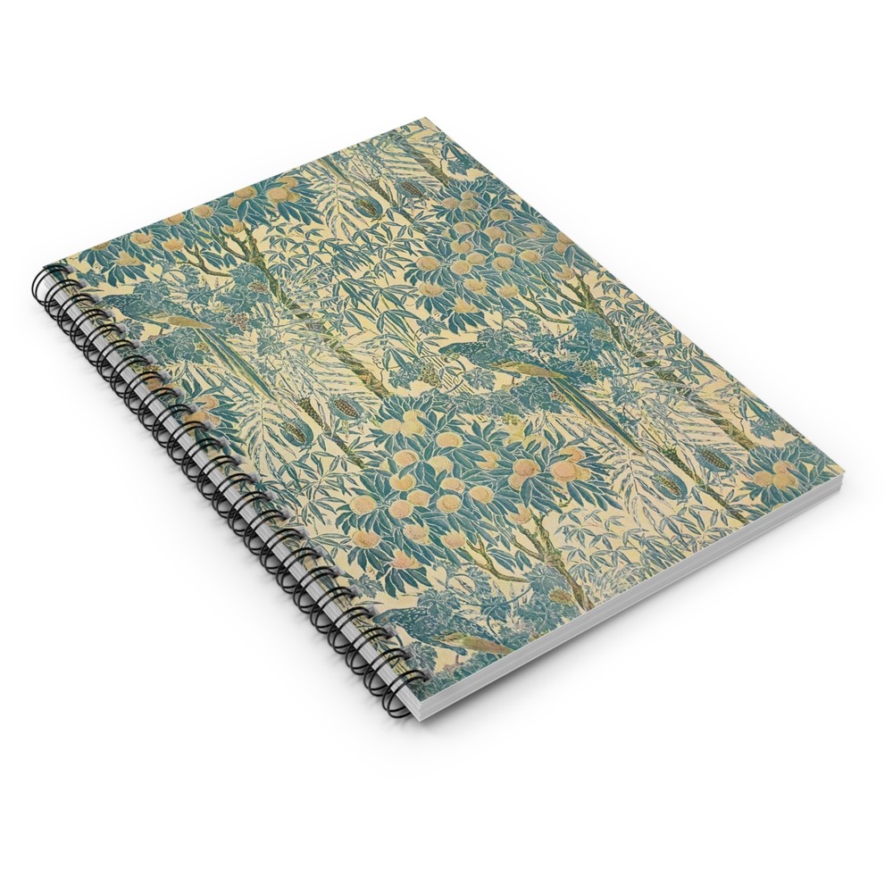 Blue Parrot Antique Image Spiral Notebook - Ruled Line for Creative Minds