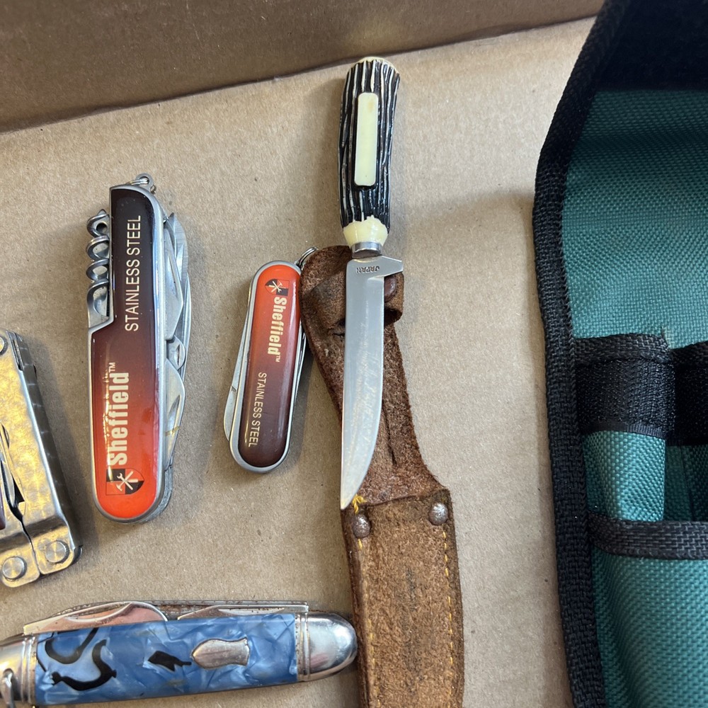 Sheffield Multi Tool pocket knife Flash Light Carrying Pouch Belt Loop