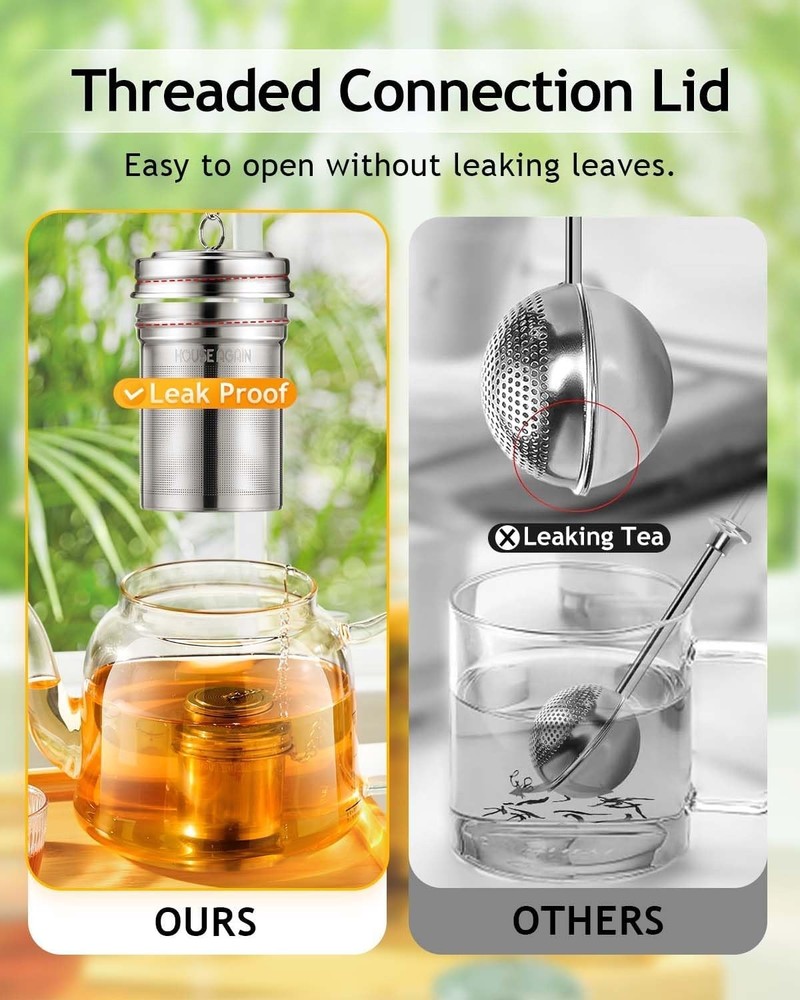 House Again Tea Infuser 2 Pack Extra Fine Mesh 18/8 Stainless Steel Tea Strainer