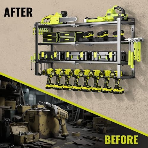 4 Layers Extra Tall Power Tool Organizer Wall Mount Loads 32 inch-Black