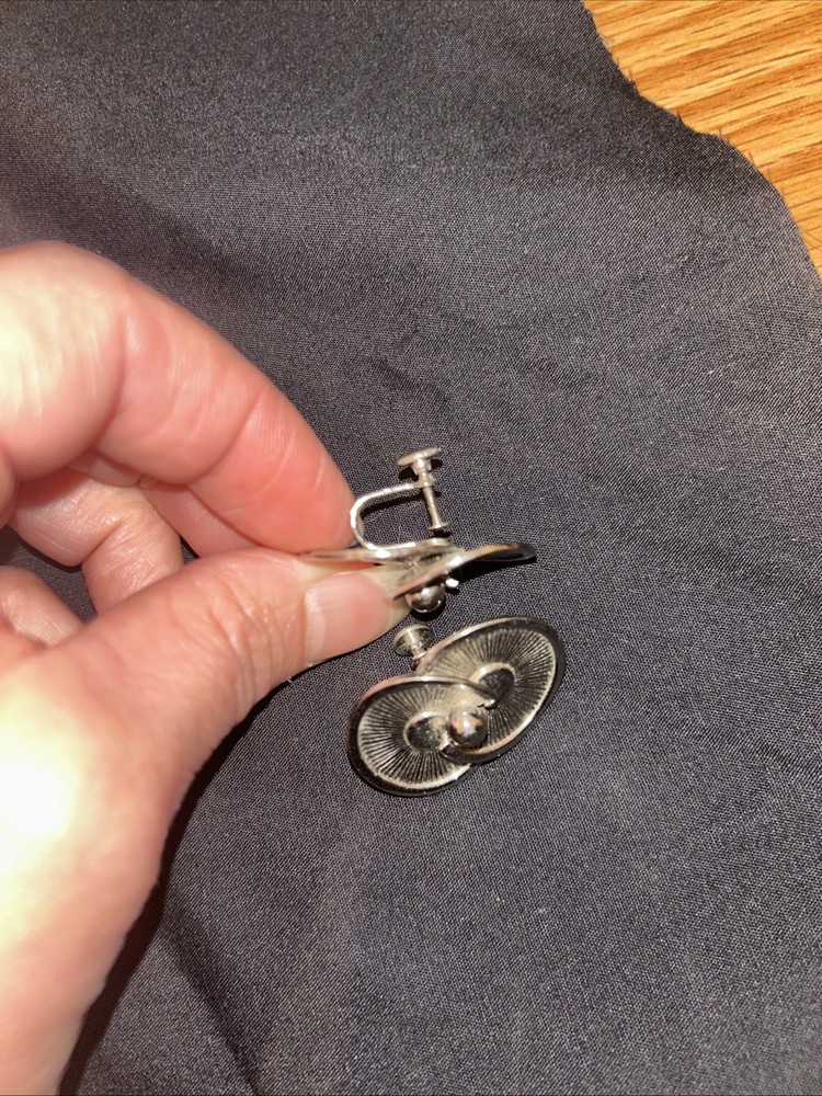 Vintage Silver Clip-On Earrings Native American E65
