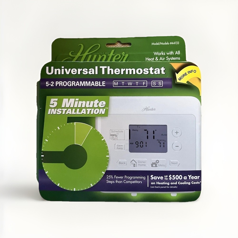 Universal Programmable Thermostat Hunter Quick Install F. - Brand New Free Ship