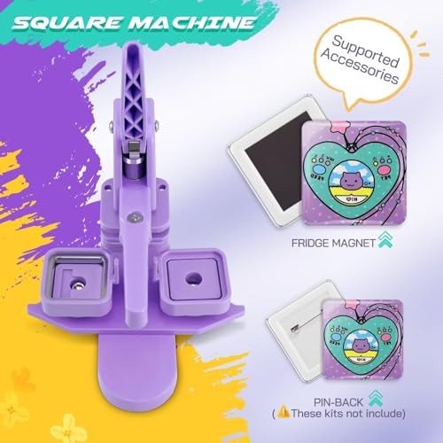 Square Magnet Button Maker Press Machine with 100 Sets Square Badge Making