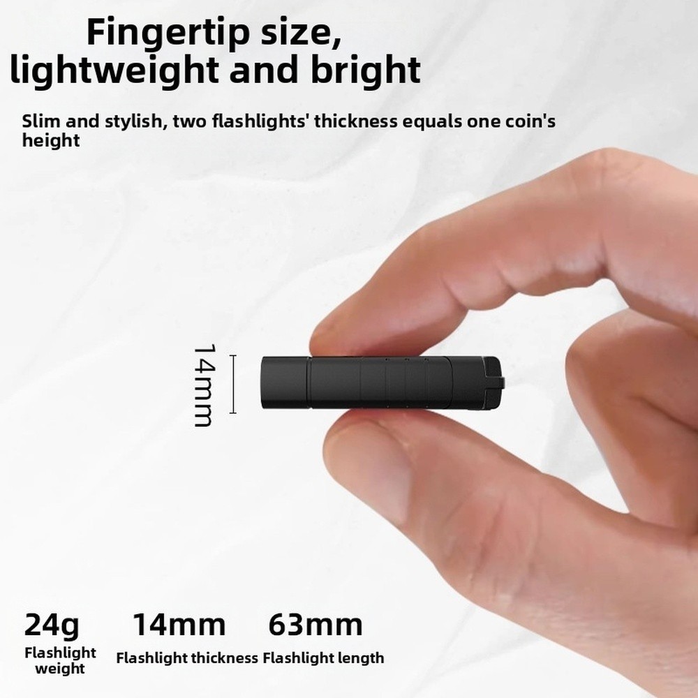 Slim Design For MINI LED Keychain Flashlight Type C Rechargeable Compact Light