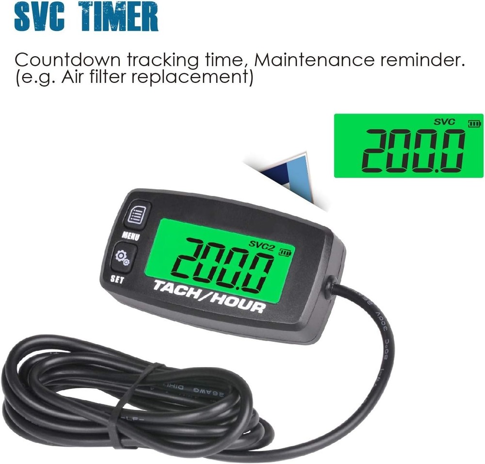 Digital Tach Hour Meter Battery Replacement for Small Engines Lawn Tractor