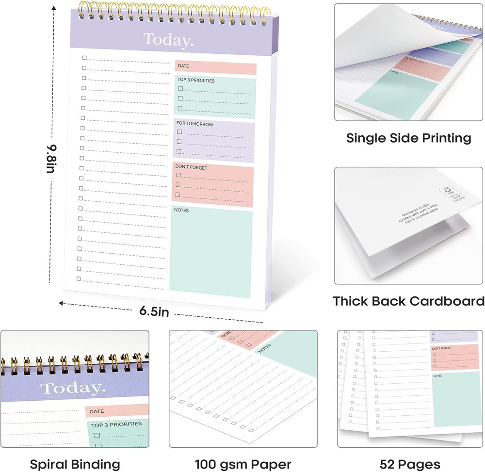to Do List Notepad - to Do List Notebook for Work with 52 Sheets, 9.8" X 6.5", U