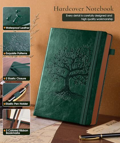 Vintage Leather Journal - 300 Page Lined Journal Notebook with Numbered