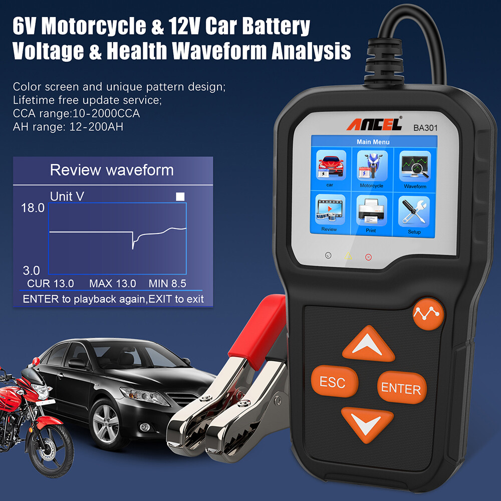 ANCEL BA301 Battery Load Tester Analyzer 6V 12V Voltage Cranking Charging System