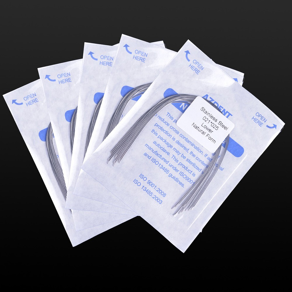 AZDENT Dental Orthodontic Arch Wires Stainless Rectangular Natural For Bracket