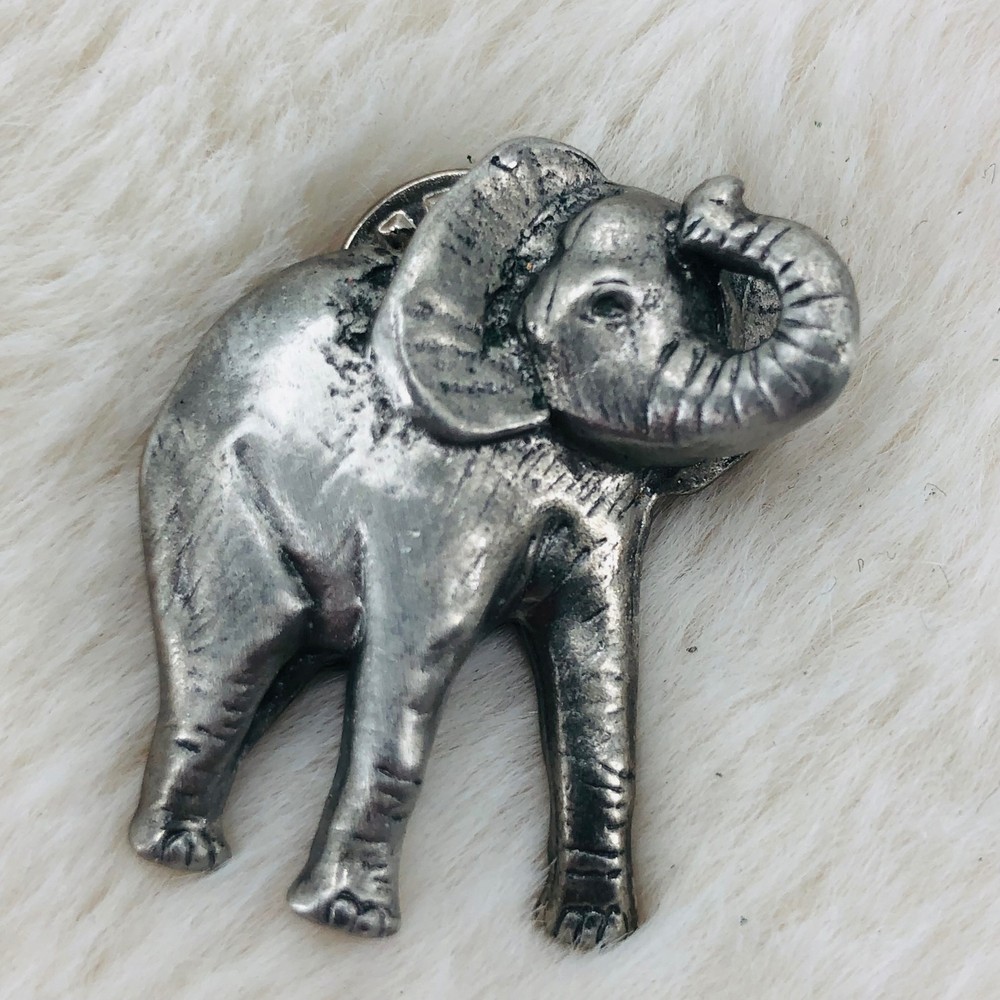 Pewter Elephant 3D Animal Lapel Pin