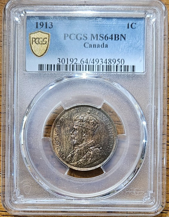 1913 Canada 1C Cent PCGS MS 64 BN #AB742