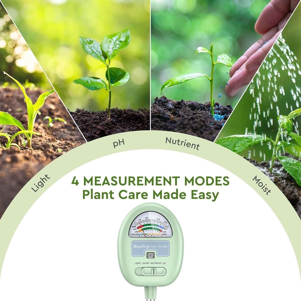 Comprehensive Soil Testing Kit - Moisture, pH, Light & Nutrients Included