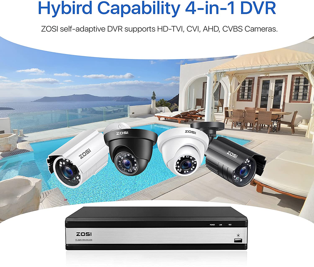 ZOSI H.265+16CH 2MP Surveillance DVR Security Camera System Motion Detection