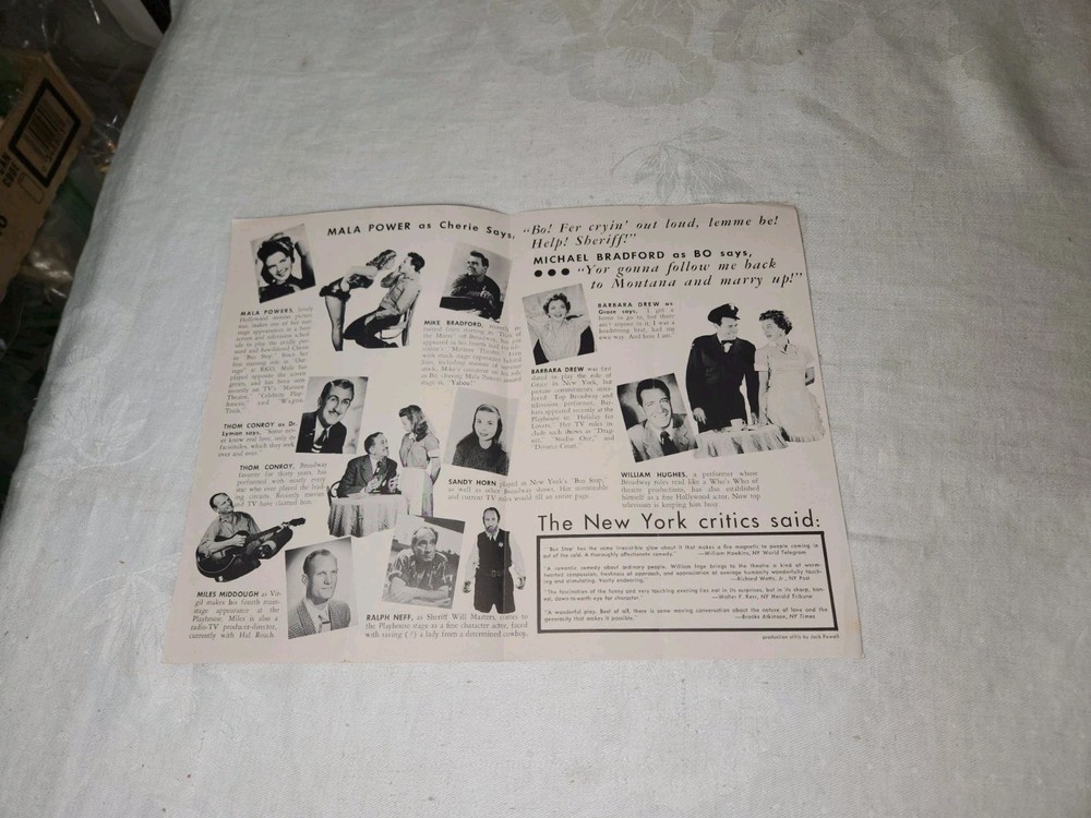 Vintage 1958 Pasadena Playhouse Curtain Call "Bus Stop" Program Mala Powers