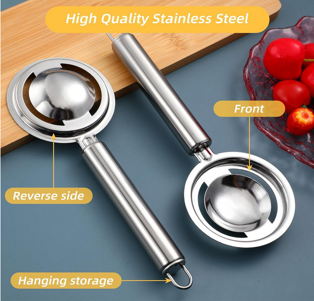 2PCS Stainless Steel Egg Separator Yolk White Kitchen Tool
