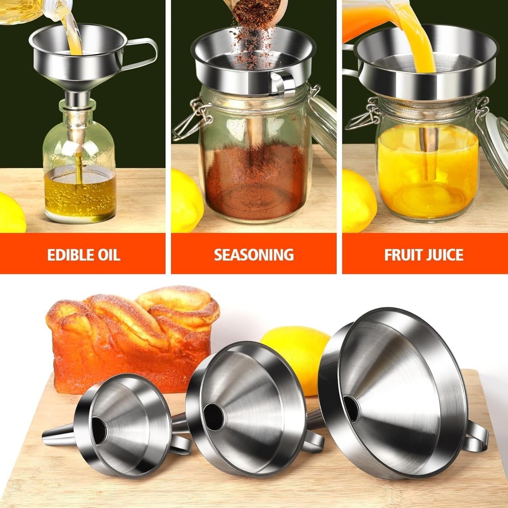 Professional Quality Stainless Steel Funnel Trio – Essential Kitchen Tools