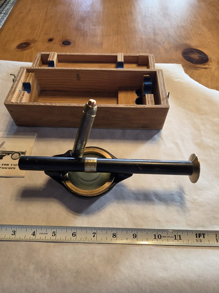 Vintage Compascope with Wooden Case. Post WW2, working! with Working Light.