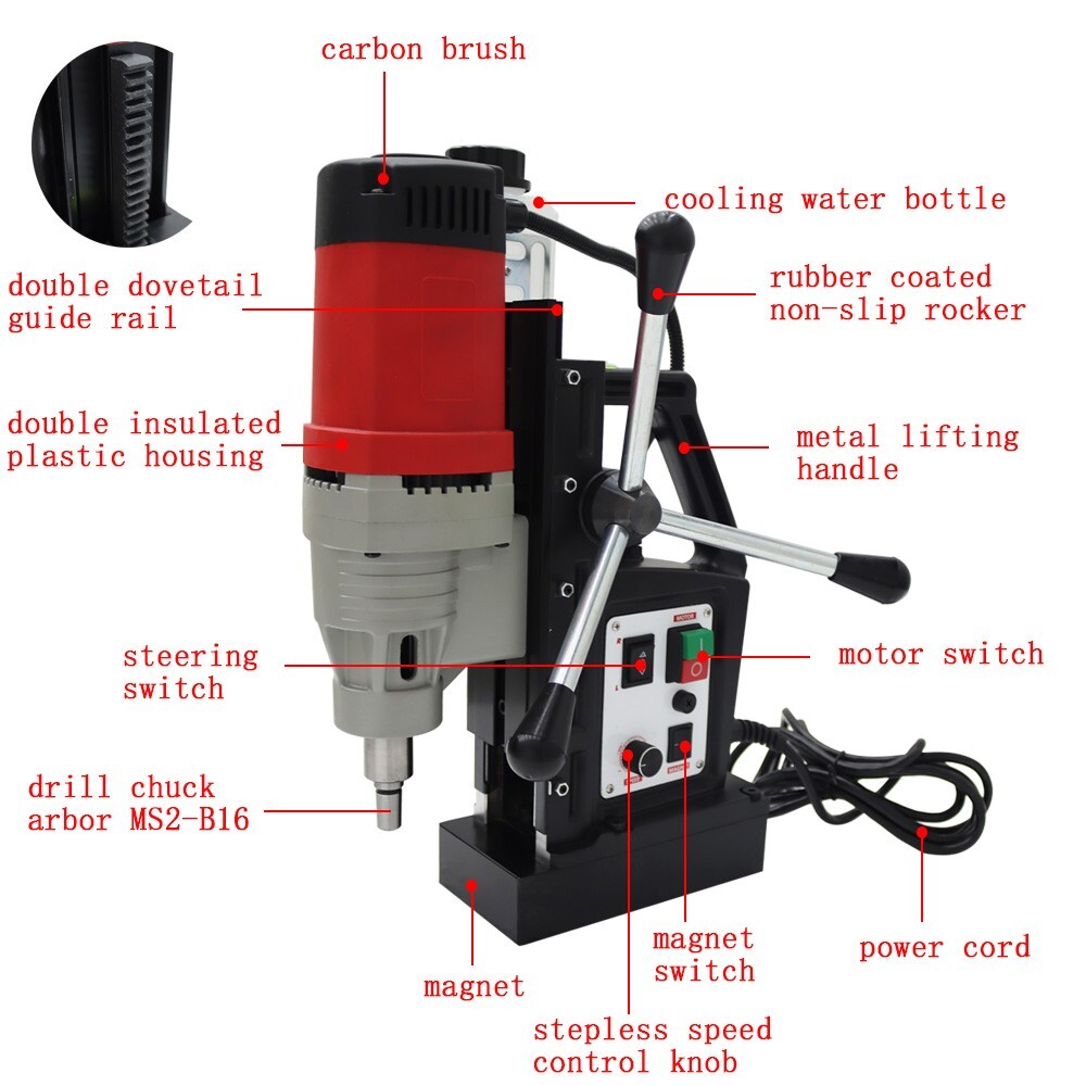 Portable Multi-functional Magnetic Drill Threading Machine 17000N 110V φ23mm