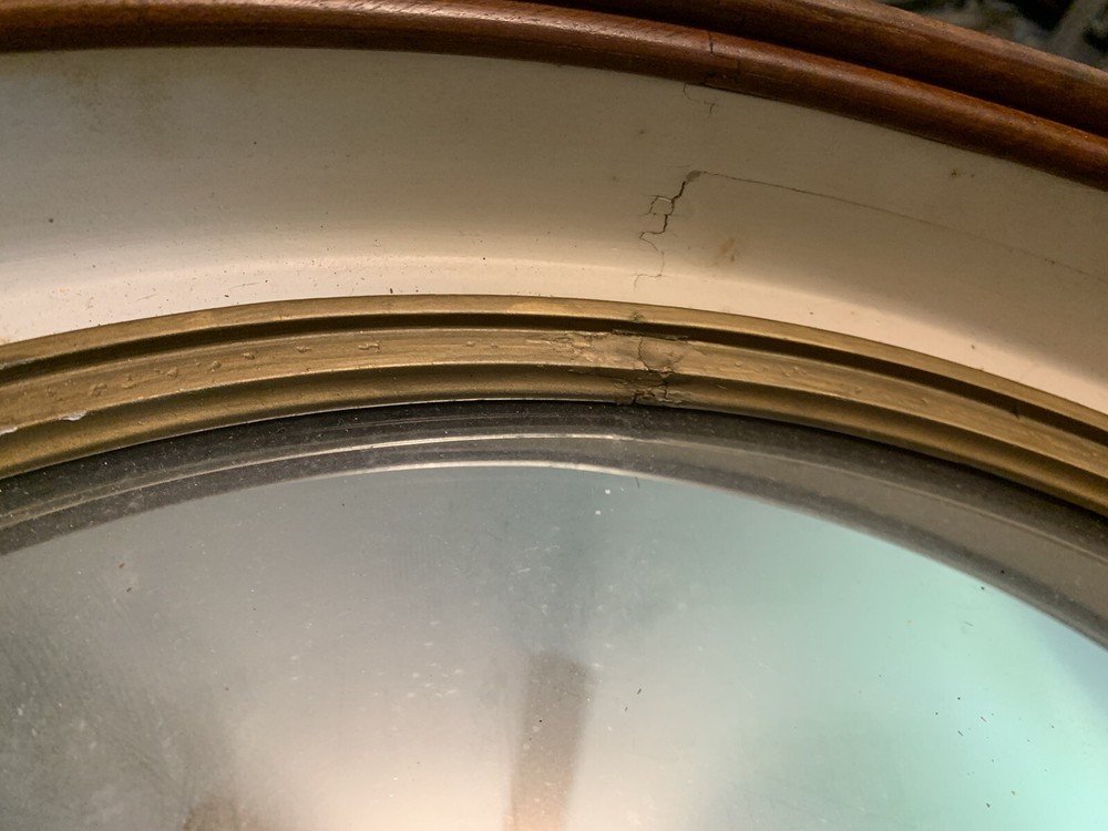 Antique Regency-Style Oval Solid Walnut Mirror Deep Well