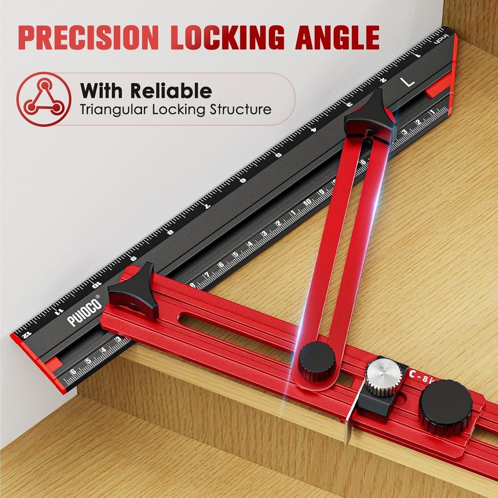 Stair Tread Template Tool, Stair Measuring Tool with Triangular Structure Brace