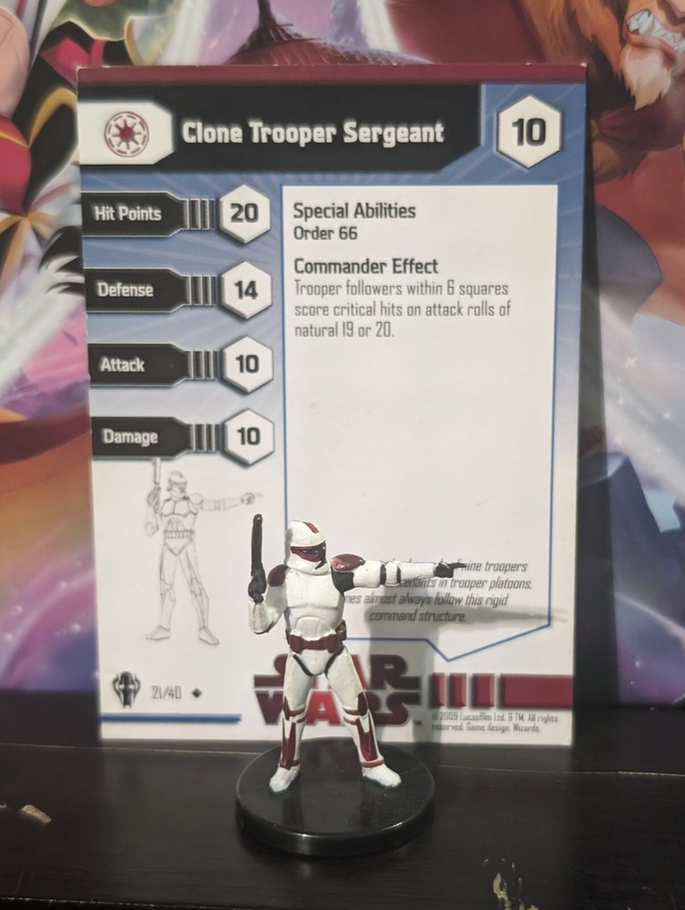 Star Wars Miniatures GALAXY AT WAR Clone Trooper Sergeant 21/40 with card