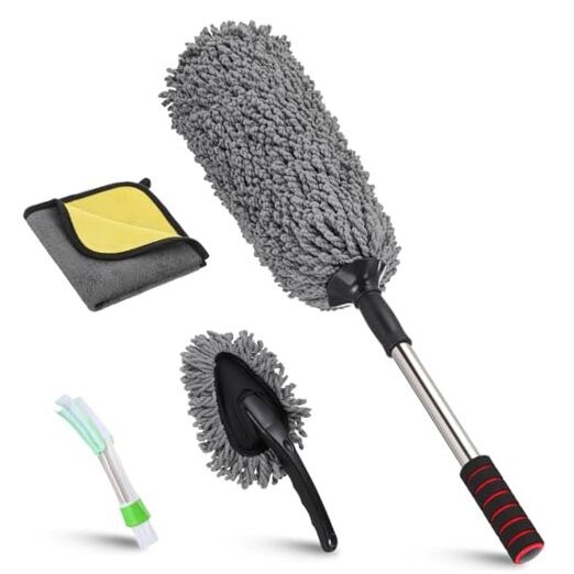 4 Pcs Large Car Duster Set Microfiber Dust Cleaning Sets with Extendable