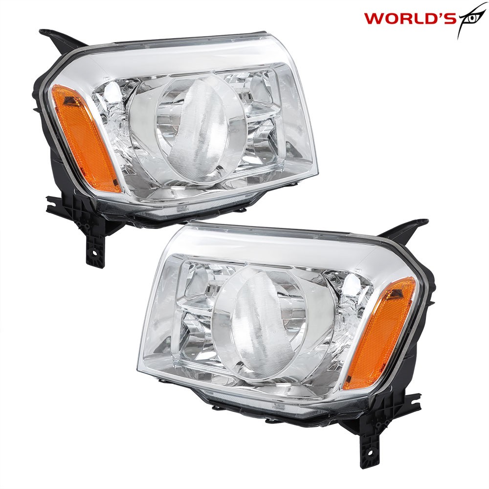 For Honda Pilot 2009-11 Halogen Chrome Amber Headlight Headlamp Driver&Passenger